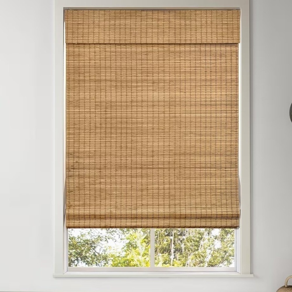 Cordless Bamboo Roman Shades 34.5x64 Driftwood Light Filtering JPT023-DKZLM-045 - Picture 2 of 2